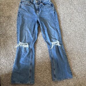 American Eagle Outfitters Blue Distressed Flare Jeans